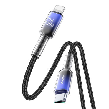 Kabel Crystal-Clear Series 30W USB-C - iPhone Lightning 1.2m - svart