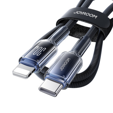 Kabel Crystal-Clear Series 30W USB-C - iPhone Lightning 1.2m - svart