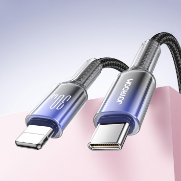 Kabel Crystal-Clear Series 30W USB-C - iPhone Lightning 1.2m - svart