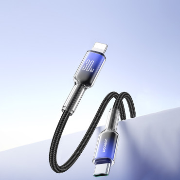Kabel Crystal-Clear Series 30W USB-C - iPhone Lightning 1.2m - svart