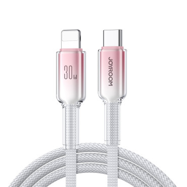 Καλώδιο κρυστάλλου-διαυγής σειρά 30W USB-C - iPhone Lightning 1.2m - λευκό