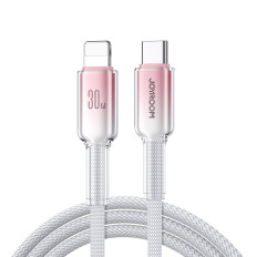 Cable Crystal-Clear Series 30W USB-C - iPhone zibens 1.2m - balts