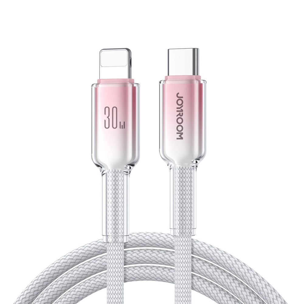 Cable Crystal-Clear Series 30W USB-C - iPhone zibens 1.2m - balts