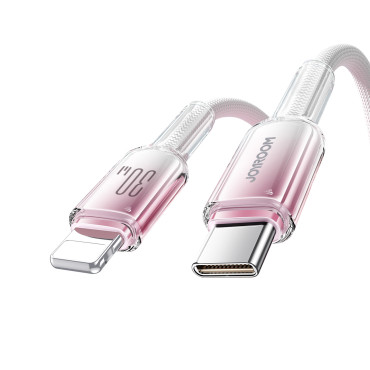 Cable Crystal-Clear Series 30W USB-C - iPhone zibens 1.2m - balts