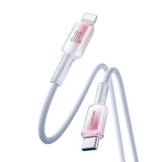 Cable Crystal-Clear Series 30W USB-C - iPhone zibens 1.2m - balts