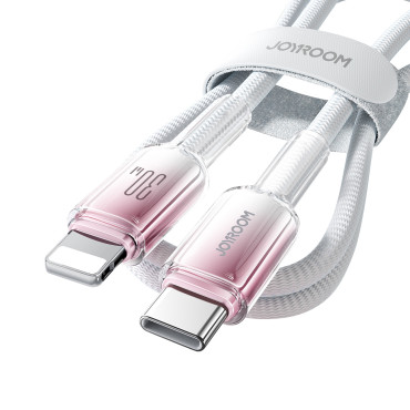 Cable Crystal-Clear Series 30W USB-C - iPhone zibens 1.2m - balts