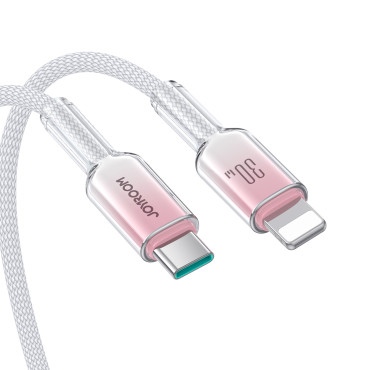 Cable Crystal-Clear Series 30W USB-C - iPhone zibens 1.2m - balts