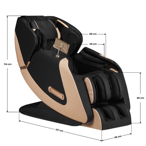 Sakura Luxury 808 massage chair black beige — side view