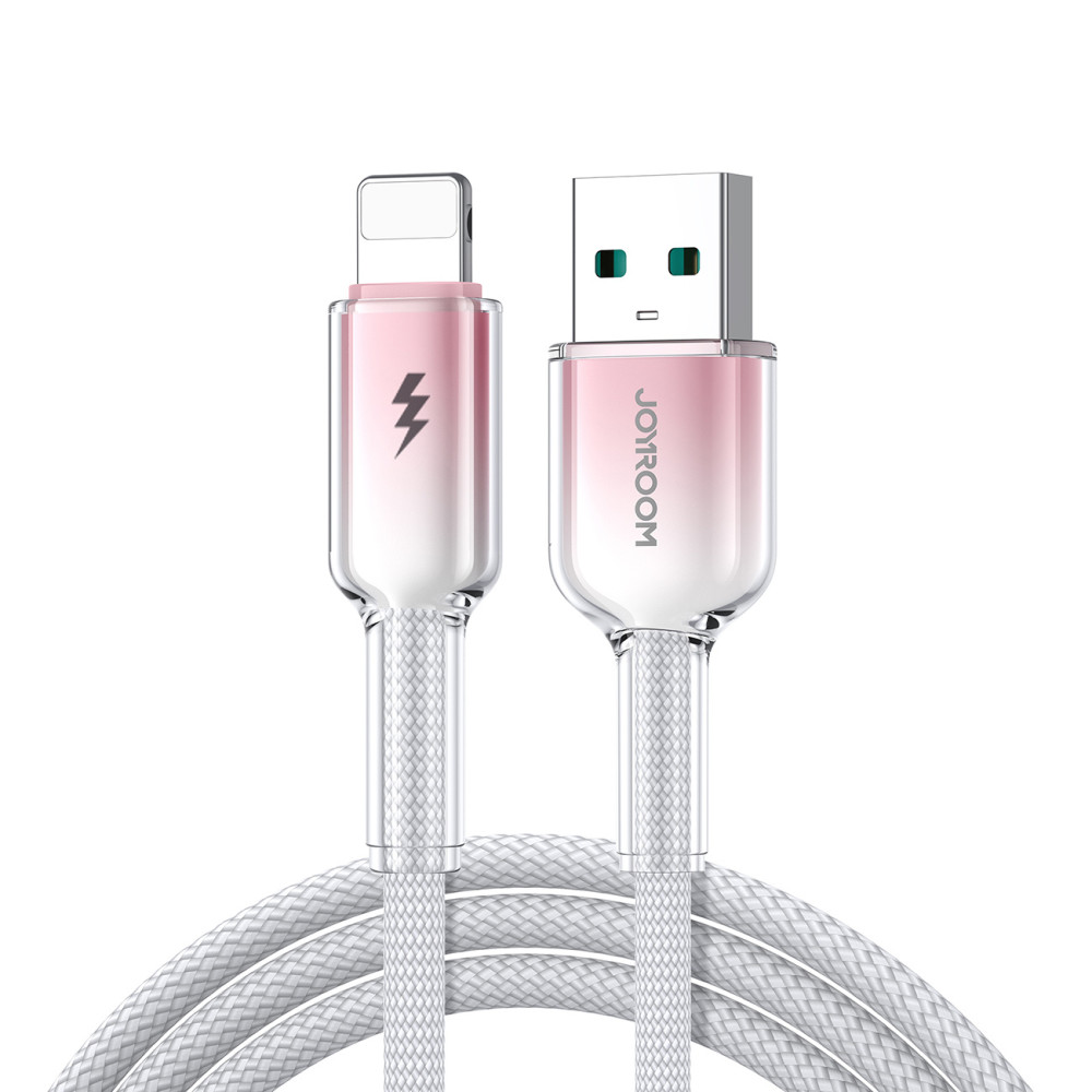 Kabeļu kristāls-clear sērija 3A USB-A - IPHONE LIGHTING 1.2m - balts