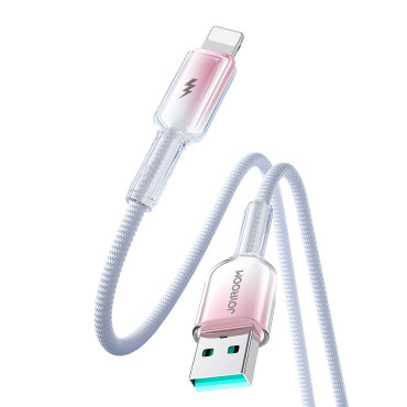 Kabeļu kristāls-clear sērija 3A USB-A - IPHONE LIGHTING 1.2m - balts