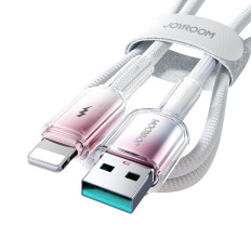 Kabeļu kristāls-clear sērija 3A USB-A - IPHONE LIGHTING 1.2m - balts