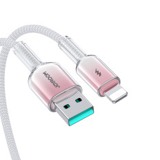 Kabeļu kristāls-clear sērija 3A USB-A - IPHONE LIGHTING 1.2m - balts