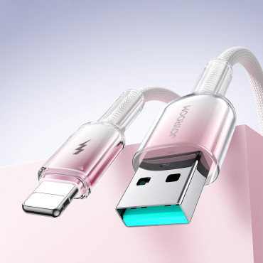 Kabeļu kristāls-clear sērija 3A USB-A - IPHONE LIGHTING 1.2m - balts