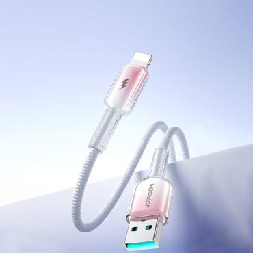 Kabeļu kristāls-clear sērija 3A USB-A - IPHONE LIGHTING 1.2m - balts