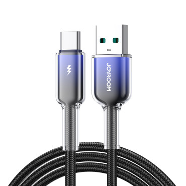 Kabeļu kristāla-Clear sērija 3A USB-CABLE - USB-C 1.2m - melns