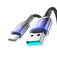 Kabeļu kristāla-Clear sērija 3A USB-CABLE - USB-C 1.2m - melns