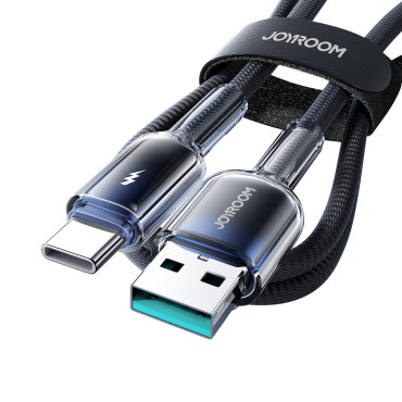 Kábel kristálytiszta sorozat 3A USB-A kábel - USB-C 1.2m - fekete