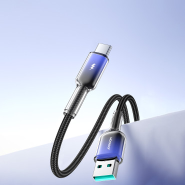 Kábel kristálytiszta sorozat 3A USB-A kábel - USB-C 1.2m - fekete