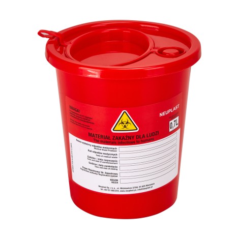 MEDISCHE AFVALCONTAINER 0,7 L ROOD — vooraanzicht