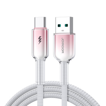 Kabeļu kristāla-Clear sērija 3A USB-CABLE - USB-C 1.2m - balts