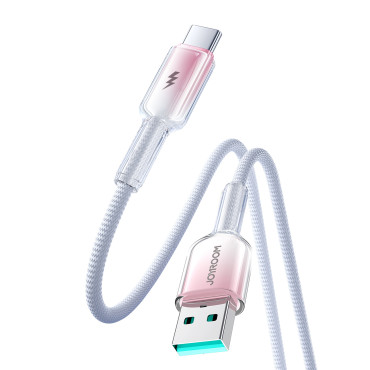 Kabel Crystal-Clear Series 3A USB-A-kabel - USB-C 1.2m - wit