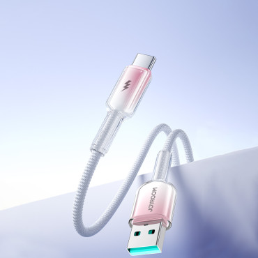 Καλώδιο Crystal-Clear Series 3A USB-A Καλώδιο - USB-C 1.2m - λευκό