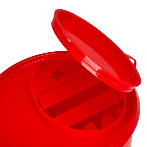 1 L RED MEDICAL WASTE CONTAINER — top view