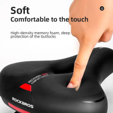 Comfortable comfortable bicycle saddle with reflections - black and red