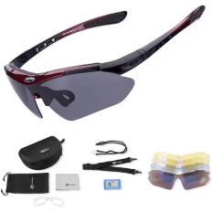 Gafas de ciclismo 10001 - Juego negro y rojo