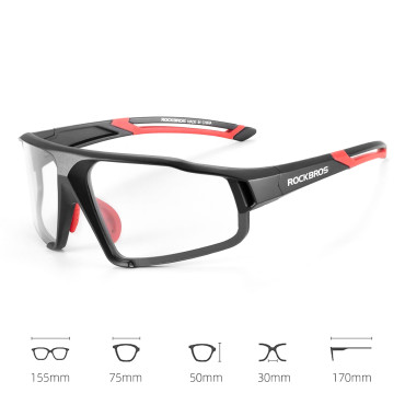 UV400 PhotoCHromic Bicykel sklá s PASE SP216BK - čierna a červená