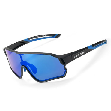 Polarized bicycle glasses for children 8-14 years UV400 - black and blue