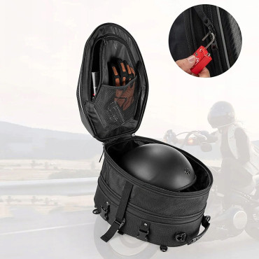 Sac à dos de sac de moto pour casque monté sur le cuisson ou siège 35L - Noir