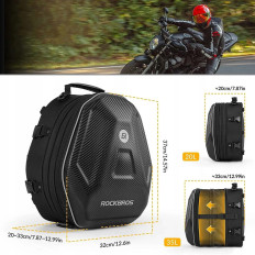 Bag za motorna kolesa za čelado, nameščena na pecivo ali sedež 35L - črna