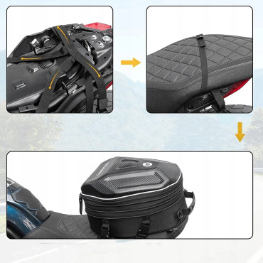 Bag za motorna kolesa za čelado, nameščena na pecivo ali sedež 35L - črna