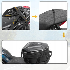 Bag za motorna kolesa za čelado, nameščena na pecivo ali sedež 35L - črna