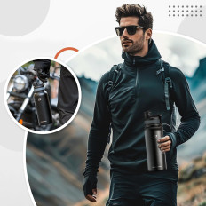 Flasche Thermal-Fahrradfahrrad für Getränke 620ml Steel - Schwarz