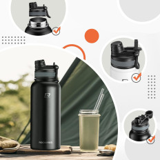 Fľaša tepelného bicykla na nápoje 620ml oceľ - čierna