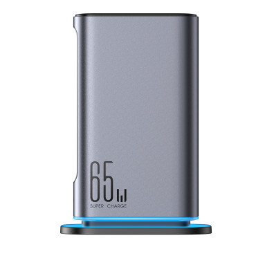 Laddstation Multi-station Loader Gan 65W EU 4x USB-C och 2X USB-A - Mörkgrå