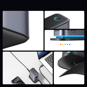 Laddstation Multi-station Loader Gan 65W EU 4x USB-C och 2X USB-A - Mörkgrå