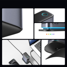 Laddstation Multi-station Loader Gan 65W EU 4x USB-C och 2X USB-A - Mörkgrå