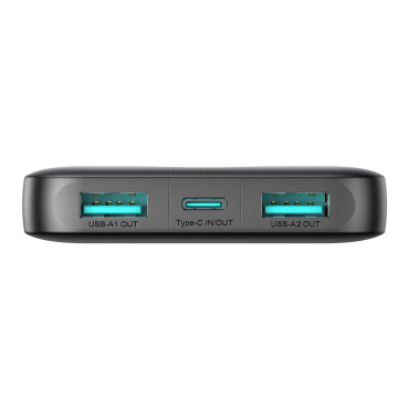 Powerbank JR-PBF12 10000mAh 2.4A 2x USB-A 1x USB-C - Preto