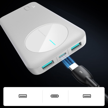 Powerbank Jr-PBF12 10000mAh 2.4A 2x USB-A 1x USB-C - Branco