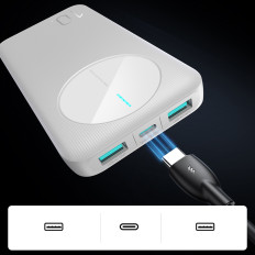 Powerbank Jr-PBF12 10000mAh 2.4A 2x USB-A 1x USB-C - Branco