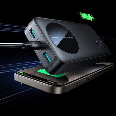 PowerBank JR-PBF14 20000MAH 2.4A 2x USB-A 1X USB-C - melns