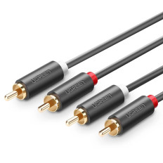 Ljudkabel 2RCA (Man) - 2RCA (Man) 1m - Grå