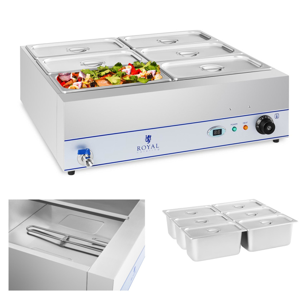 Bemar Vandvarmer med en Tap 6 x GN 1/3 2000W 230V Royal Catering
