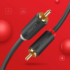 Ljudkabel 2RCA (Man) - 2RCA (Man) 1m - Grå