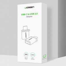 Adapter USB-C (Mannlig) Adapter - USB-A 3.0 (Kvinne) Med Leash - Grå