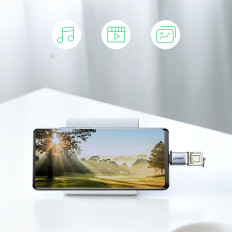 Adapter USB-C (Mannlig) Adapter - USB-A 3.0 (Kvinne) Med Leash - Grå