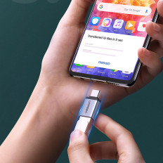 Adapter USB-C (männlich) Adapter - USB-A 3.0 (weiblich) mit Leine - Grau